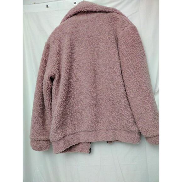 Elodie Teddy Sherpa Coat Blush Pink Size XS Satin Lined Pocket Zip Warm - Picture 9 of 10